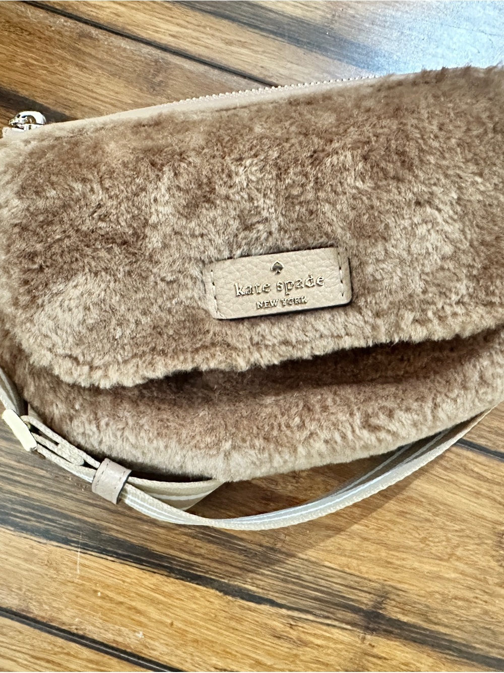 Kate Spade Rosie Faux Shearling Belt Bag Fanny Pack Light Fawn Crossbody